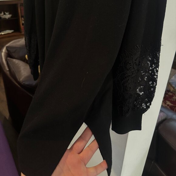 Luisa Viola Black Blouse with Lace detailing - Picture 3 of 7